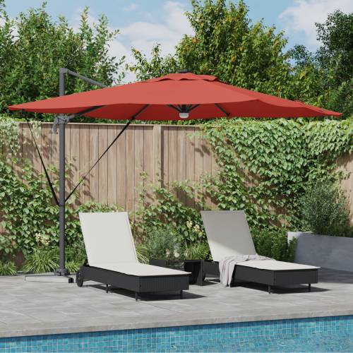 Cantilever Roma suncobran s LED svjetlima Terakota 286x285x270 cm Aluminij Cijena