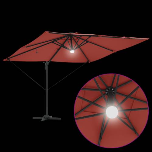 Cantilever Roma suncobran s LED svjetlima Terakota 286x285x270 cm Aluminij Cijena