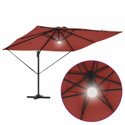 Cantilever Roma suncobran s LED svjetlima Terakota 286x285x270 cm Aluminij Cijena