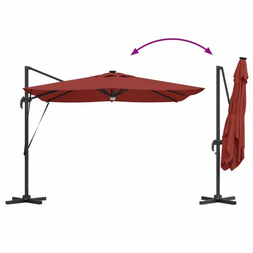 Cantilever Roma suncobran s LED svjetlima Terakota 286x285x270 cm Aluminij Cijena