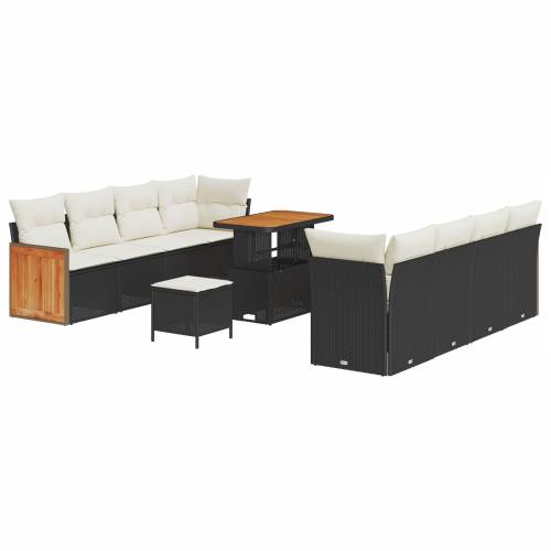 Set vrtnih sofa od 11 dijelova s jastučićima crni poli ratan akacija Cijena