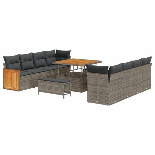Set od 11 dijelova sofa za vrt s jastučićima Siva Poli Ratan Akacija Cijena