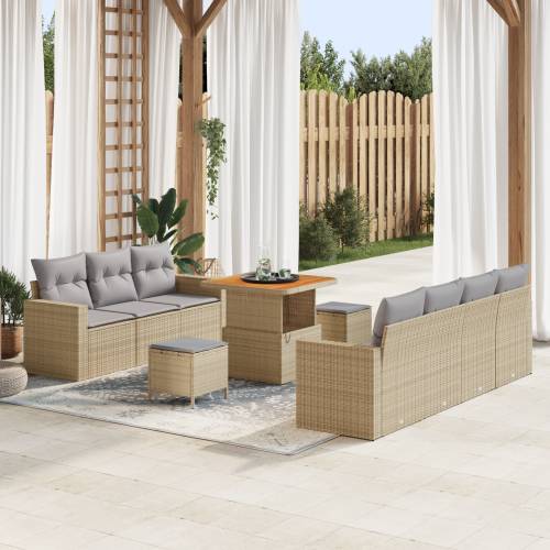 10 Dio Vrtni Sofas Set s Jastučićima Bež Poli Ratan Bagrem Cijena
