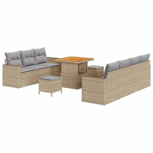 10 Dio Vrtni Sofas Set s Jastučićima Bež Poli Ratan Bagrem Cijena