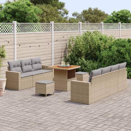 10 Dio Vrtni Sofas Set s Jastučićima Bež Poli Ratan Bagrem Cijena