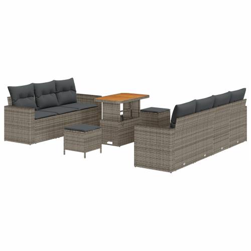 set od 10 dijelova vrtnog sofe s jastucima, siva poli ratan acacia Cijena