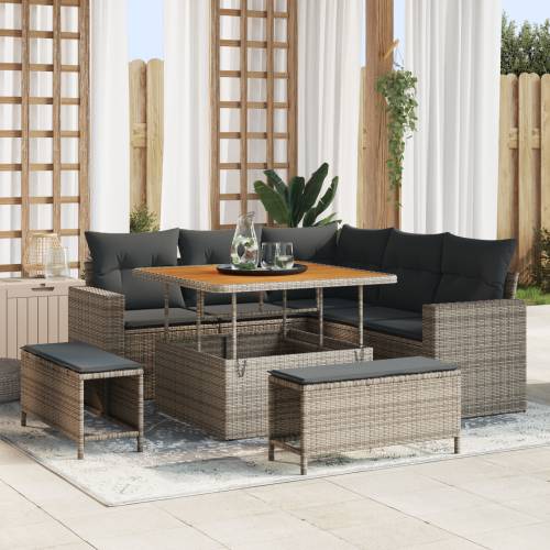 8 komada vrtni sofa set s jastučićima sive boje poli ratana akacija Cijena