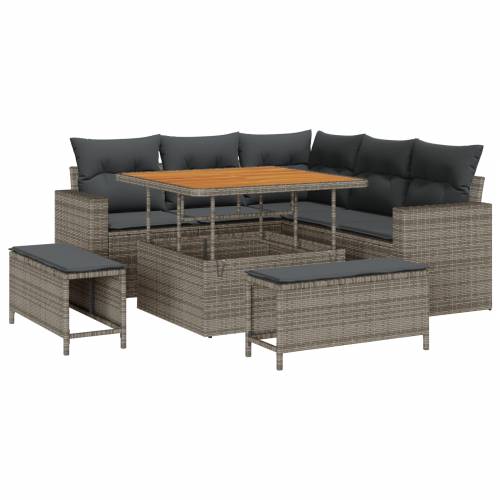 8 komada vrtni sofa set s jastučićima sive boje poli ratana akacija Cijena