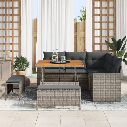8 komada vrtni sofa set s jastučićima sive boje poli ratana akacija Cijena