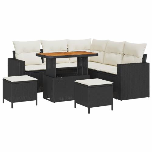 8-dijelni Vrtni Sofa Set s Jastučićima Crni Poli Ratan Akacija Cijena