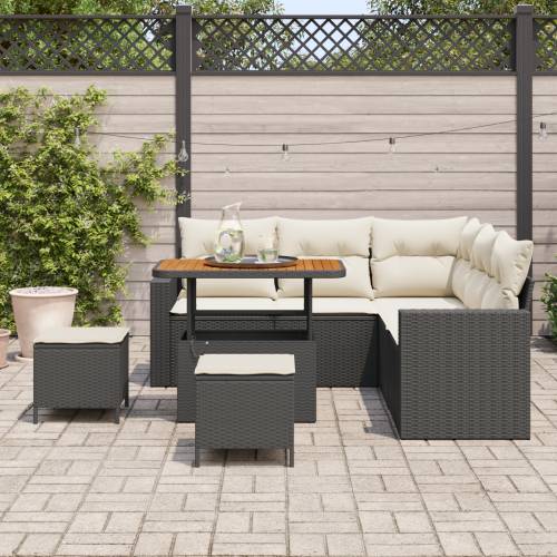 8-dijelni Vrtni Sofa Set s Jastučićima Crni Poli Ratan Akacija Cijena