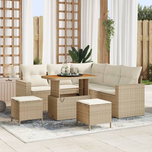 8-komadni vrtni sofa set s jastučićima bež poly ratan akacija Cijena