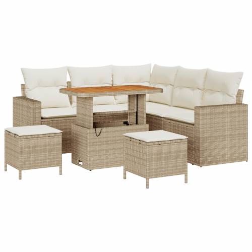 8-komadni vrtni sofa set s jastučićima bež poly ratan akacija Cijena