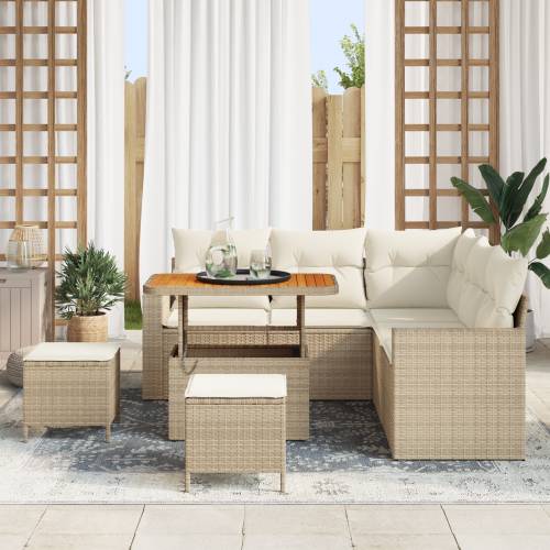 8-komadni vrtni sofa set s jastučićima bež poly ratan akacija Cijena