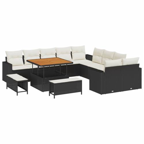 Set vrtnih sofa od 13 dijelova s jastučićima Crni Poli Ratan Akacija Cijena