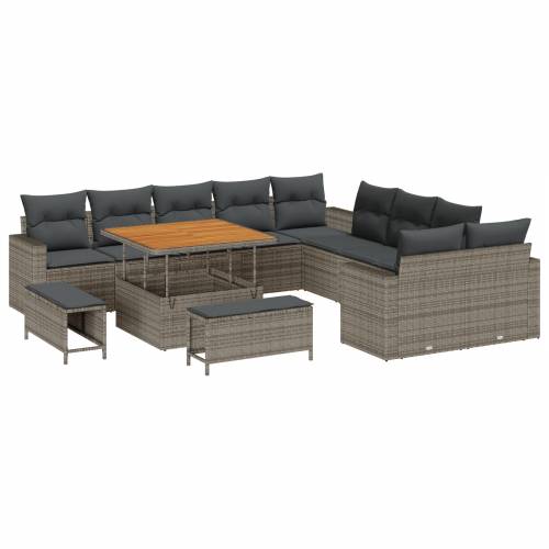 set vrtnih sofa od 13 dijelova s jastučićima siva poli ratan akacija Cijena