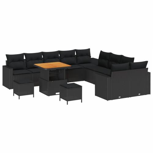 Set vrtnih sofa od 13 dijelova s jastučićima Crni Poli ratan Akacija Cijena
