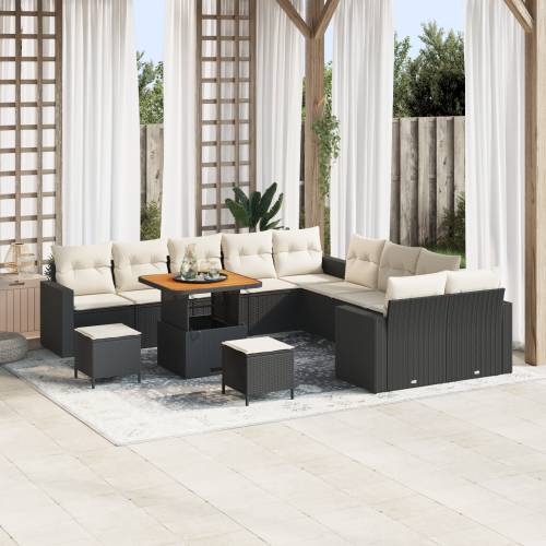 13 komadni vrtni sofa set s jastučićima crni poly ratan akacija Cijena