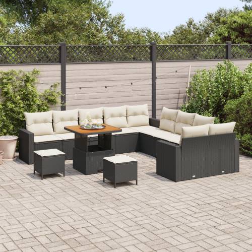 13 komadni vrtni sofa set s jastučićima crni poly ratan akacija Cijena