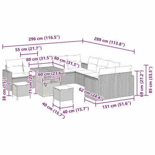 13 komadni vrtni sofa set s jastučićima crni poly ratan akacija Cijena