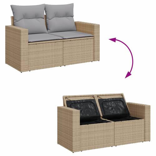 14-dijelni vrtni sofa set s jastučićima bež poli ratana akacije Cijena