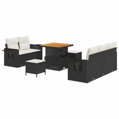 Set od 8 komada vrtnih sofa s jastučićima crne poli ratan akacije Cijena