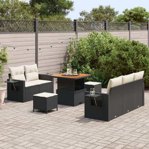 Set od 8 komada vrtnih sofa s jastučićima crne poli ratan akacije Cijena