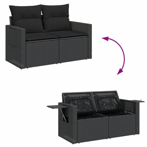 set od 10 komada vrtnih sofa s jastučićima crni poliratan akacija Cijena