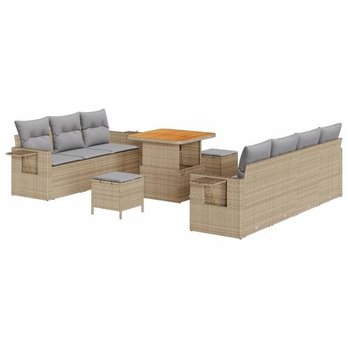 10-dijelni vrtni sofa set s jastučićima bež poliratan akacija Cijena