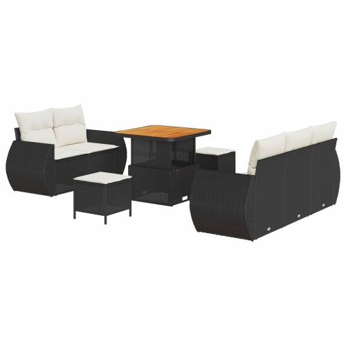 8 komada set vrtnih sofa s jastučićima Crni Poli Ratan Akacija Cijena