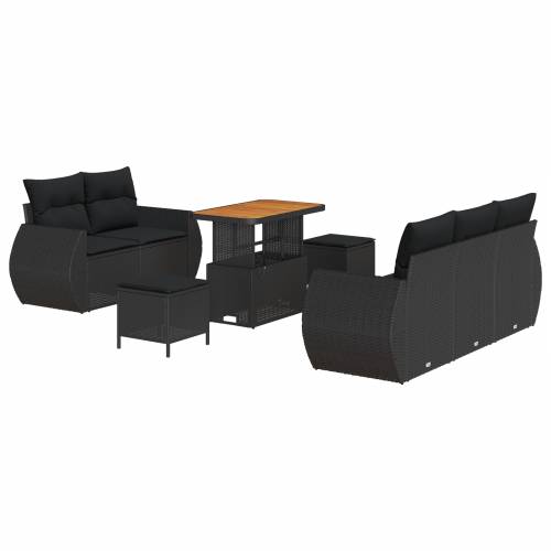 8-dijelni vrtni sofa set s jastučićima crna poli ratan akacija Cijena