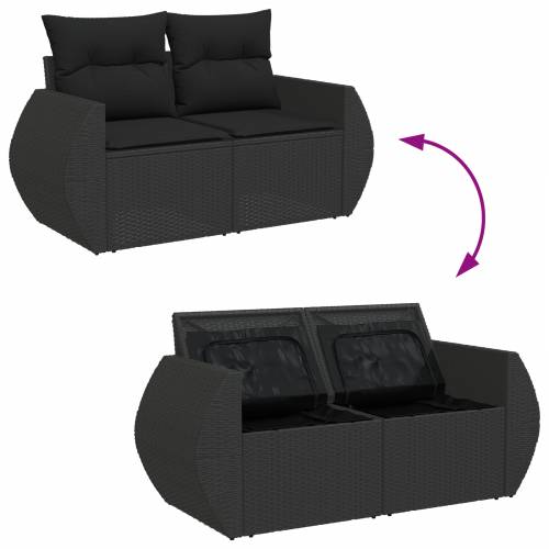 8-dijelni vrtni sofa set s jastučićima crna poli ratan akacija Cijena
