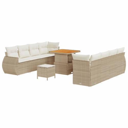 11-dijelni vrtni sofa set s jastucima bež poli ratan akacija Cijena