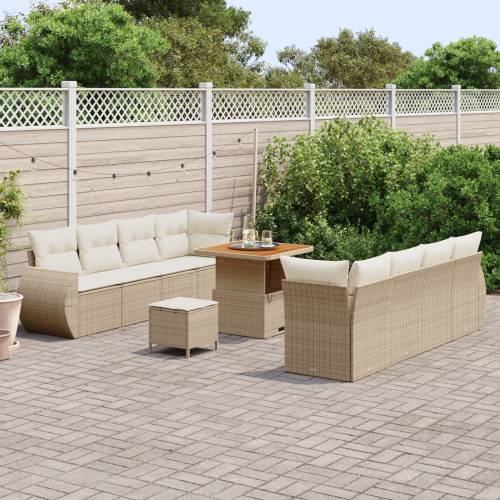 11-dijelni vrtni sofa set s jastucima bež poli ratan akacija Cijena