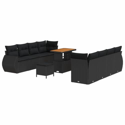 11 Komadi Vrtni Sofa Set s Jastucima Crni Poliratanski Akacija Cijena