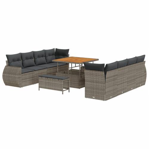 11-dijelni vrtni set sofa s jastučićima siva Poli Ratan Cijena
