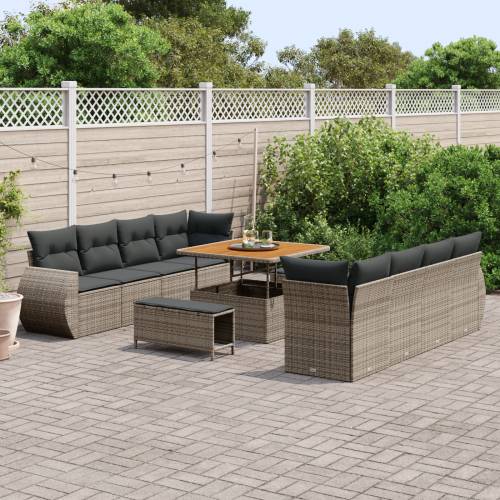 11-dijelni vrtni set sofa s jastučićima siva Poli Ratan Cijena