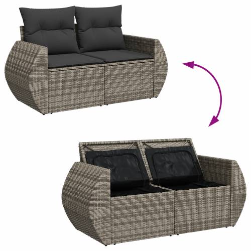 11-dijelni vrtni set sofa s jastučićima siva Poli Ratan Cijena