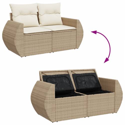 Vrtna garnitura - 9-dijelni set vrtnih sofa s jastučićima bež Poli Ratan Akacija Cijena