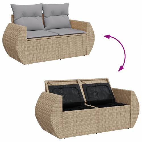 12-dijelni Vrtni Sofa Set s Jastučićima Bež Poli Ratan Akacija Cijena
