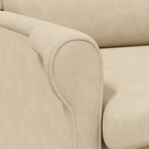 Krem Fotelja Krem Tkanina i Drvo Standardna Ergonomska Cijena