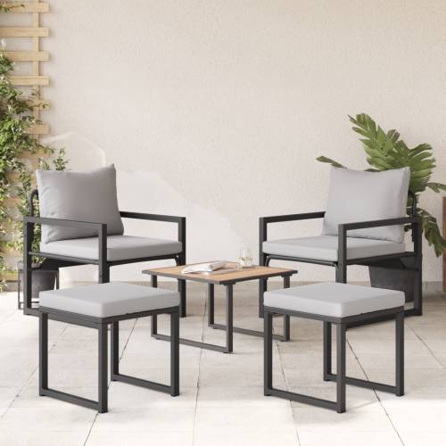 Sjedeća garnitura za vrt 4 pcs Crna 61 x 72.5 x 71 cm Čelik Cijena