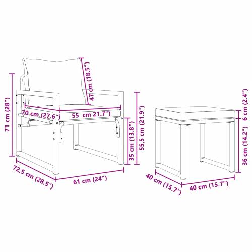 Sjedeća garnitura za vrt 4 pcs Crna 61 x 72.5 x 71 cm Čelik Cijena