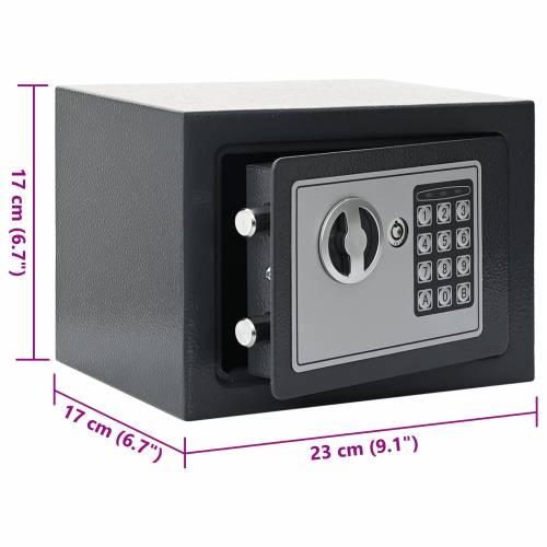 Elektronički digitalni sef tamno sivi 23x17x17 cm čelik Cijena