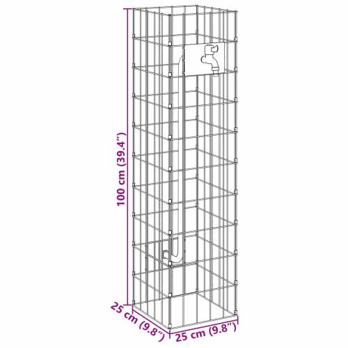 Gabionski Stup s Vodom 100x25x25 cm Nehrđajući Čelik Cijena