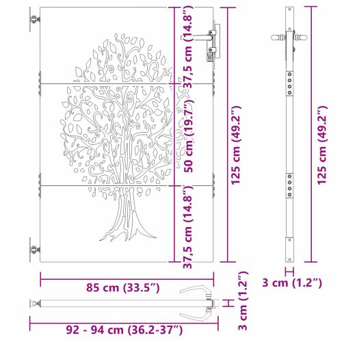 Dvorišna vrata - Vrtna vrata Crna 100 x 125 cm Čelik s praškastim premazom Cijena