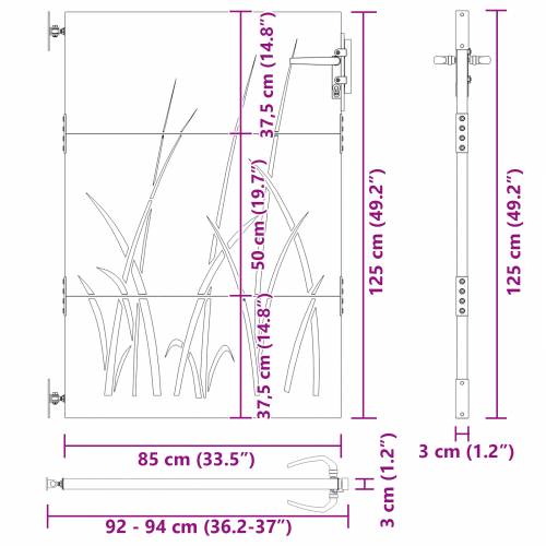 Dvorišna vrata - Vrtna vrata Crna 105 x 125 cm Čelik s praškastim premazom Cijena