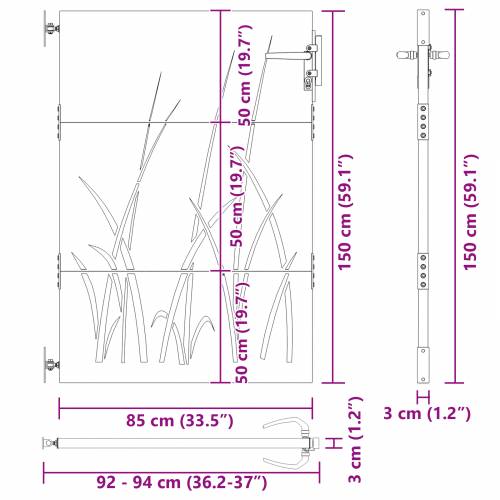 Dvorišna vrata - Vrtna vrata Crna 105 x 150 cm Čelik s praškastim premazom Cijena