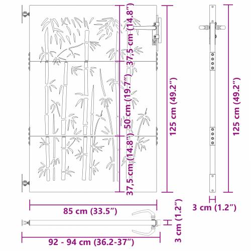 Dvorišna vrata - Vrtna vrata Crna 105 x 125 cm Čelik s praškastim premazom Cijena