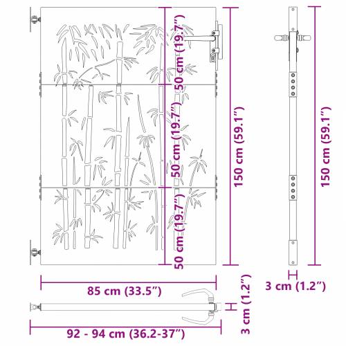 Dvorišna vrata - Vrtna vrata Crna 105 x 150 cm Čelik s praškastim premazom Cijena